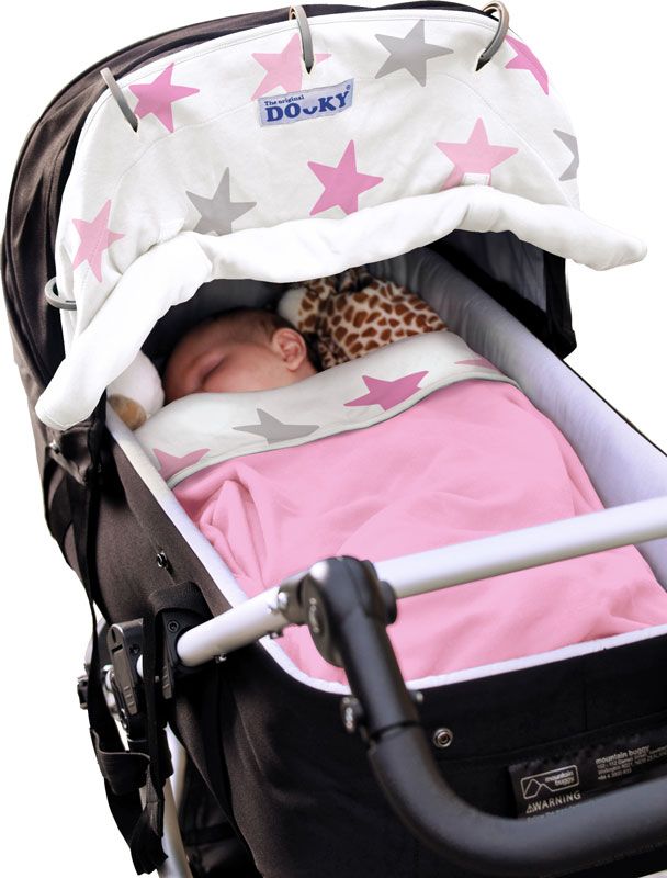 Dooky Sonnenschutz für Kinderwagen Buggy Babyschale Design hellblau mit Sternen 
