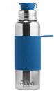 Pura Sport Edelstahl isolierte Sportflasche mit Silikon Sleeve und Big Mouth Sport Trinkverschluss 600 ml, plastikfrei Tuerkis (Aqua)