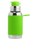 Pura Sport Edelstahl Sportflasche mit Sleeve und Big Mouth Sport Trinkverschluss 500 ml, plastikfrei