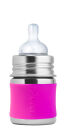 Purakiki Geschenkset Babyflasche 125 ml mit Sauger Pink