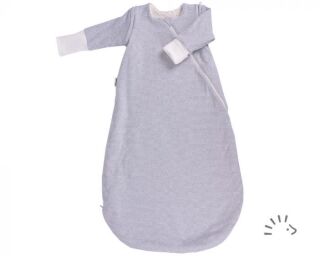 Popolini iobio Schlafsack Winterschlafsack Vario Interlock/Teddyplüsch GOTS Grau-Ecru M=90cm