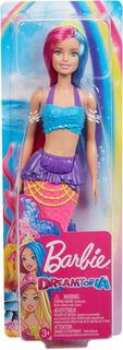 Barbie Dreamtopia - Meerjungfrau, 29 cm Mattel, Barbie Fairytale, Barbie-Puppe mit Schwanzflosse und pink/blaues Haar 