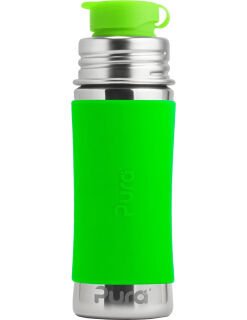 Purakiki SPORT Flasche 300 ml, Edelstahl mit Silikonhülle Sleeve Grün